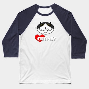 Heart Chonks - Tuxedo Cat Baseball T-Shirt